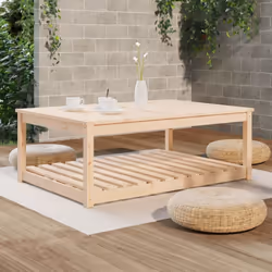 vidaXL Garden Table White Solid Wood Pine Outdoor Table Multi Colours/Sizes - natural pine, 121 x 82.5 x 45 cm - Additional view 2