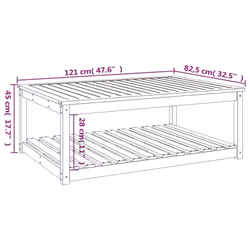 vidaXL Garden Table White Solid Wood Pine Outdoor Table Multi Colours/Sizes - natural pine, 121 x 82.5 x 45 cm - Additional view 7