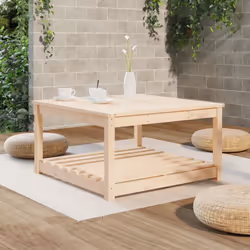 vidaXL Garden Table White Solid Wood Pine Outdoor Table Multi Colours/Sizes - natural pine, 82.5 x 82.5 x 45 cm - Additional view 2