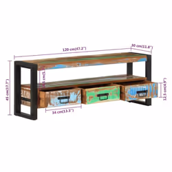 vidaXL Solid Acacia Wood TV Cabinet Console Table Sideboard Stereo Media Stand - solid reclaimed wood