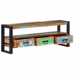 vidaXL Solid Acacia Wood TV Cabinet Console Table Sideboard Stereo Media Stand - solid reclaimed wood - Additional view 5