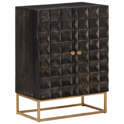 vidaXL Sideboard Black 55x34x75 cm Solid Wood Mango and Iron Storage Cabinet - Additional view 10