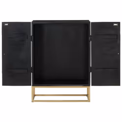 vidaXL Sideboard Black 55x34x75 cm Solid Wood Mango and Iron Storage Cabinet - Additional view 4
