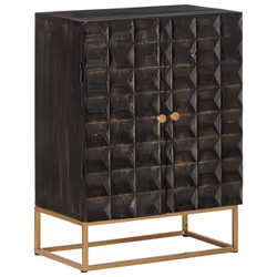 vidaXL Sideboard Black 55x34x75 cm Solid Wood Mango and Iron Storage Cabinet - Additional view 8