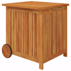 vidaXL Solid Wood Acacia Garden Storage Box with Wheels Tool Chest Storage - 60 x 50 x 58 cm