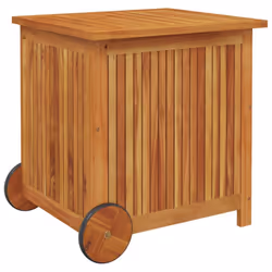 vidaXL Solid Wood Acacia Garden Storage Box with Wheels Tool Chest Storage - 60 x 50 x 58 cm