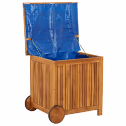 vidaXL Solid Wood Acacia Garden Storage Box with Wheels Tool Chest Storage - 60 x 50 x 58 cm - Additional view 5