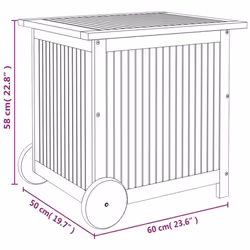 vidaXL Solid Wood Acacia Garden Storage Box with Wheels Tool Chest Storage - 60 x 50 x 58 cm - Additional view 7