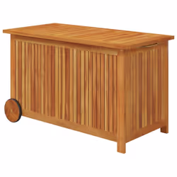 vidaXL Solid Wood Acacia Garden Storage Box with Wheels Tool Chest Storage - 90 x 50 x 58 cm