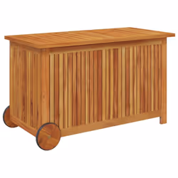 vidaXL Solid Wood Acacia Garden Storage Box with Wheels Tool Chest Storage - 90 x 50 x 58 cm