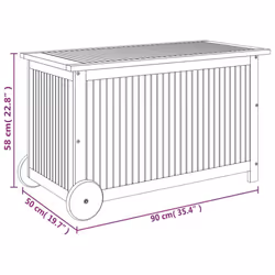 vidaXL Solid Wood Acacia Garden Storage Box with Wheels Tool Chest Storage - 90 x 50 x 58 cm