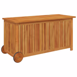 vidaXL Solid Wood Acacia Garden Storage Box with Wheels Tool Chest Storage - 113 x 50 x 58 cm