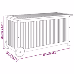 vidaXL Solid Wood Acacia Garden Storage Box with Wheels Tool Chest Storage - 113 x 50 x 58 cm - Additional view 7