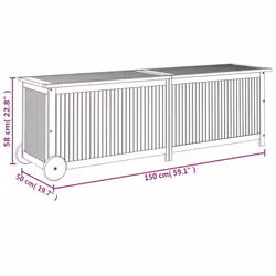 vidaXL Garden Storage Box with Wheels 150x50x58 cm Solid Wood Acacia Chest - Additional view 7
