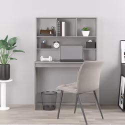 vidaXL Desk with Shelves Standing Desk Study Writing Table Engineered Wood - concrete grey