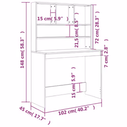 vidaXL Desk with Shelves Standing Desk Study Writing Table Engineered Wood - concrete grey
