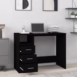 vidaXL Desk with Drawers Engineered Wood Standing Desk Furniture Multi Colours - black - Additional view 2