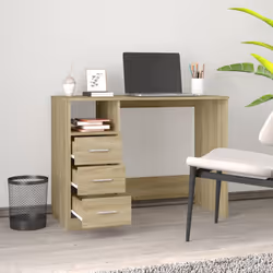 vidaXL Desk with Drawers Engineered Wood Standing Desk Furniture Multi Colours - sonoma oak - Additional view 2