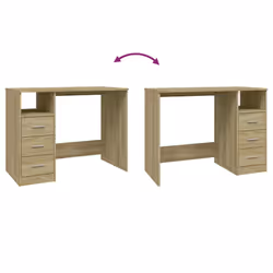 vidaXL Desk with Drawers Engineered Wood Standing Desk Furniture Multi Colours - sonoma oak - Additional view 8
