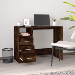vidaXL Desk with Drawers Engineered Wood Standing Desk Furniture Multi Colours - smoked oak - Additional view 2