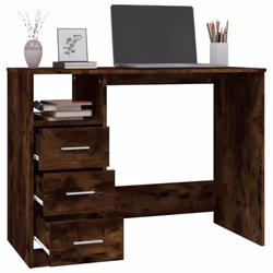 vidaXL Desk with Drawers Engineered Wood Standing Desk Furniture Multi Colours - smoked oak - Additional view 4