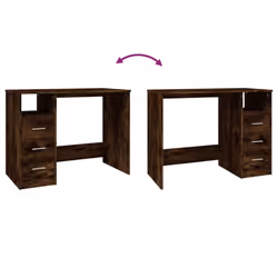 vidaXL Desk with Drawers Engineered Wood Standing Desk Furniture Multi Colours - smoked oak - Additional view 8
