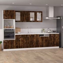 vidaXL Kitchen Cabinet Home Storage Shelf Organiser Cupboard Engineered Wood - smoked oak, hanging glass cabinet 40 cm