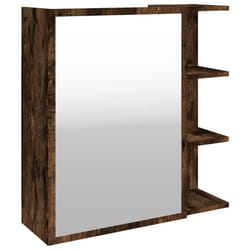 vidaXL Bathroom Mirror Cabinet Storage Cupboard Side Cabinet Engineered Wood - smoked oak