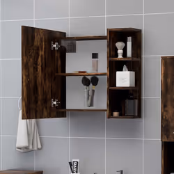vidaXL Bathroom Mirror Cabinet Storage Cupboard Side Cabinet Engineered Wood - smoked oak