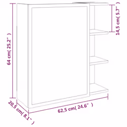 vidaXL Bathroom Mirror Cabinet Storage Cupboard Side Cabinet Engineered Wood - smoked oak
