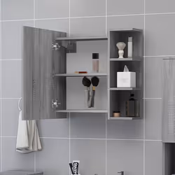 vidaXL Bathroom Mirror Cabinet Storage Cupboard Side Cabinet Engineered Wood - grey sonoma