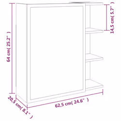 vidaXL Bathroom Mirror Cabinet Storage Cupboard Side Cabinet Engineered Wood - grey sonoma