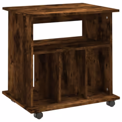 vidaXL Rolling Cabinet Office Side Table Hall Drawer Cabinet Engineered Wood - smoked oak