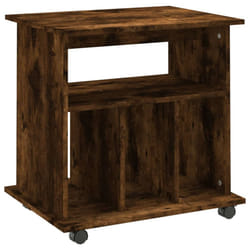 vidaXL Rolling Cabinet Office Side Table Hall Drawer Cabinet Engineered Wood - smoked oak
