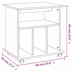 vidaXL Rolling Cabinet Office Side Table Hall Drawer Cabinet Engineered Wood - grey sonoma