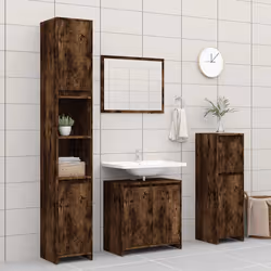 vidaXL Bathroom Cabinet Smoked Oak Engineered Wood Cupboard Storage Cabinet - Additional view 2