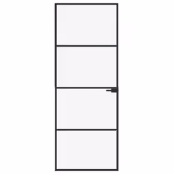 vidaXL Interior Door Inner Internal Door Panel Tempered Glass and Aluminium - black, 76 x 201.5 cm/3 horizontal bars - Additional view 2