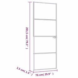 vidaXL Interior Door Inner Internal Door Panel Tempered Glass and Aluminium - black, 76 x 201.5 cm/3 horizontal bars - Additional view 3