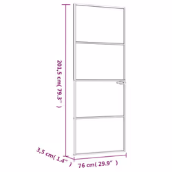 vidaXL Interior Door Inner Internal Door Panel Tempered Glass and Aluminium - black, 76 x 201.5 cm/3 horizontal bars - Additional view 8
