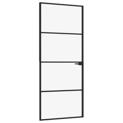 vidaXL Interior Door Inner Internal Door Panel Tempered Glass and Aluminium - black, 83 x 201.5 cm/3 horizontal bars