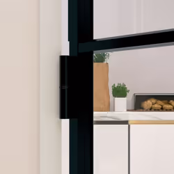 vidaXL Interior Door Inner Internal Door Panel Tempered Glass and Aluminium - black, 83 x 201.5 cm/3 horizontal bars