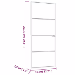 vidaXL Interior Door Inner Internal Door Panel Tempered Glass and Aluminium - black, 83 x 201.5 cm/3 horizontal bars