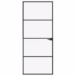vidaXL Interior Door Inner Internal Door Panel Tempered Glass and Aluminium - black, 83 x 201.5 cm/3 horizontal bars - Additional view 5