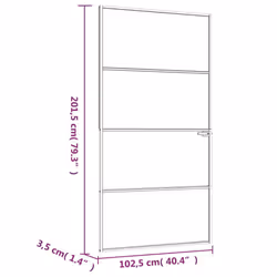 vidaXL Interior Door Inner Internal Door Panel Tempered Glass and Aluminium - black, 102 x 201.5 cm/3 horizontal bars - Additional view 4