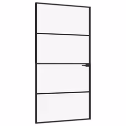 vidaXL Interior Door Inner Internal Door Panel Tempered Glass and Aluminium - black, 102 x 201.5 cm/3 horizontal bars - Additional view 5