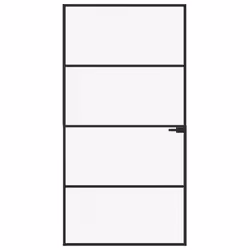 vidaXL Interior Door Inner Internal Door Panel Tempered Glass and Aluminium - black, 102 x 201.5 cm/3 horizontal bars - Additional view 6