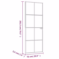vidaXL Interior Door Inner Internal Door Panel Tempered Glass and Aluminium - black, 76 x 201.5 cm/4x2 grids - Additional view 2