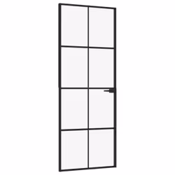 vidaXL Interior Door Inner Internal Door Panel Tempered Glass and Aluminium - black, 76 x 201.5 cm/4x2 grids - Additional view 3