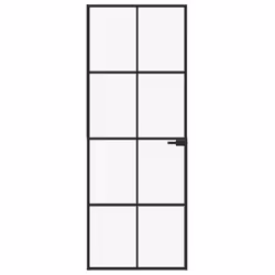 vidaXL Interior Door Inner Internal Door Panel Tempered Glass and Aluminium - black, 76 x 201.5 cm/4x2 grids - Additional view 4