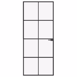 vidaXL Interior Door Inner Internal Door Panel Tempered Glass and Aluminium - black, 83 x 201.5 cm/4x2 grids - Additional view 3